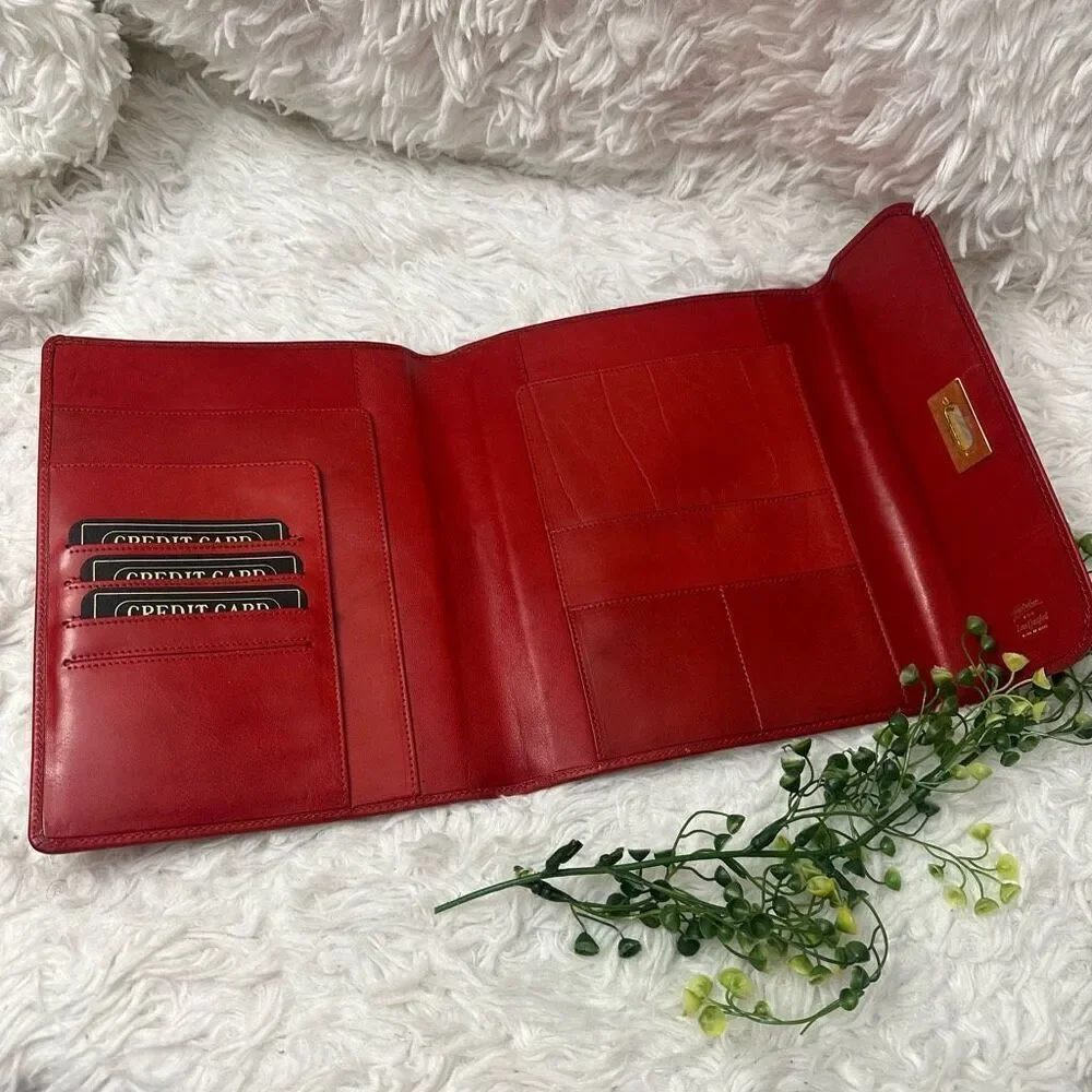 GIGLIODORO for Lane Crawford Italy‎ Foldover Red Leather Clutch Binder Vintage